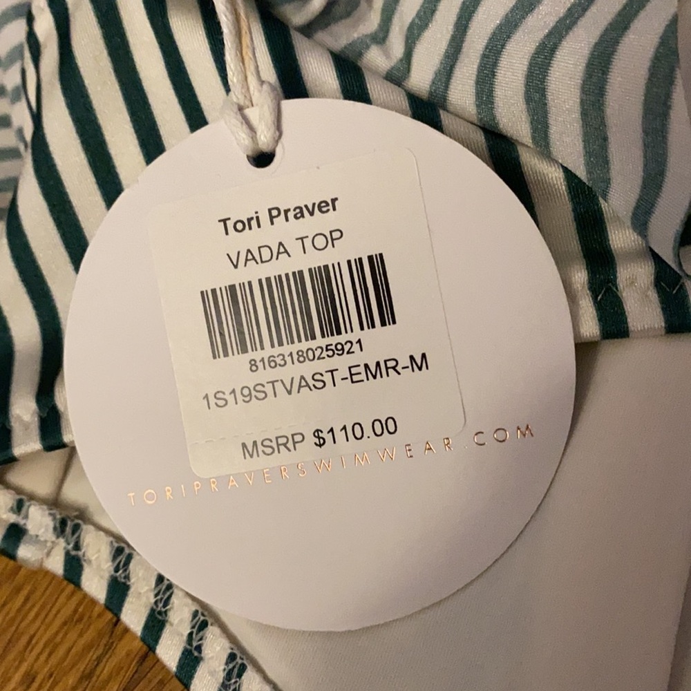Tori Praver Vada Striped Ruffle Bikini Top - Picture 11 of 11